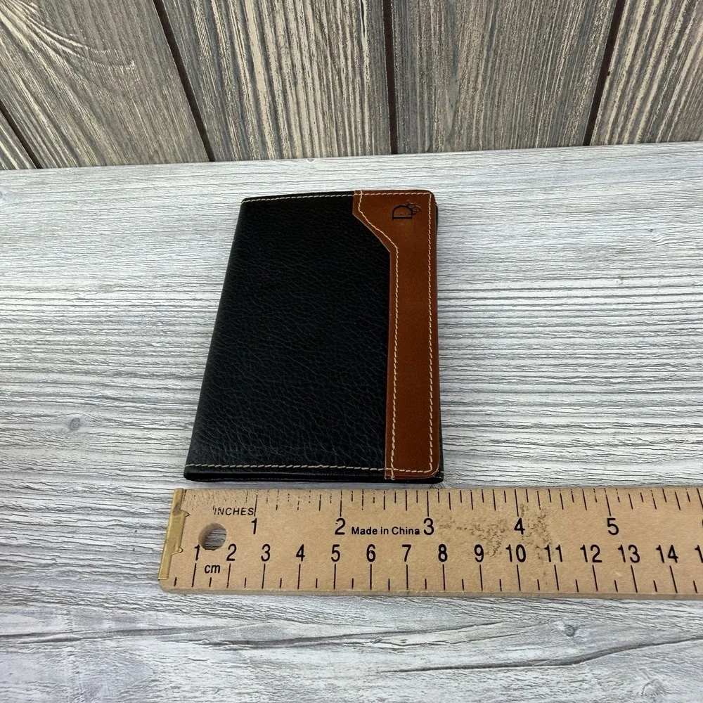 Vintage Christian Dior Leather Checkbook Cover Wallet Black Brown ID Holder
